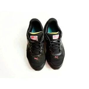 Puma Womens Locell Running Shoes Black Pink 186229 09 Low Top Lace Up Mesh 7.5